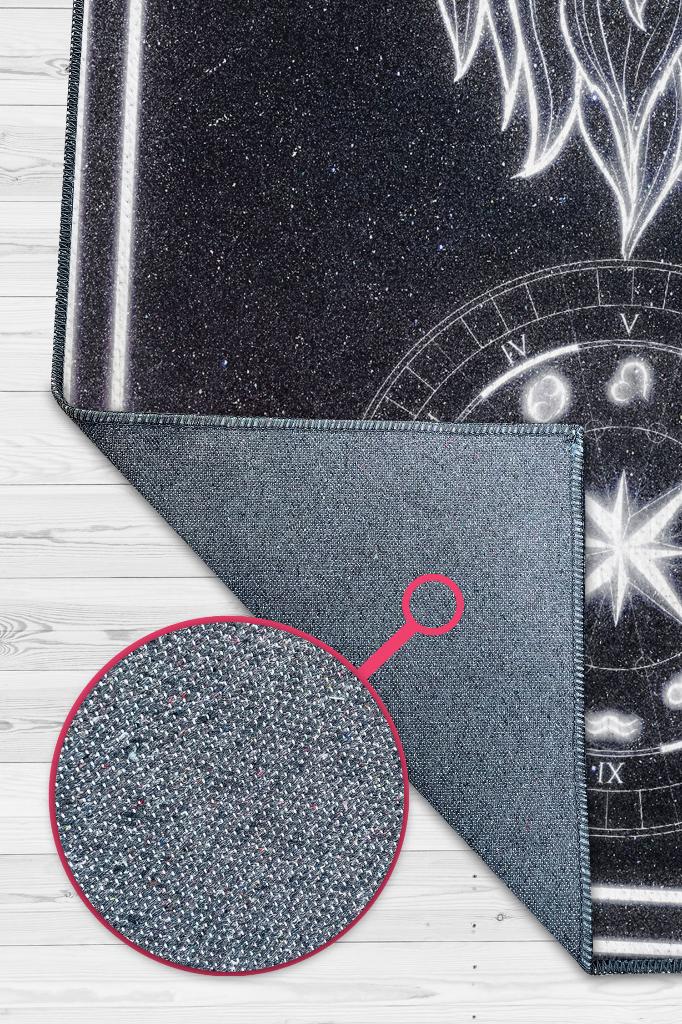 Aslan Burcu Astroloji Temalı Halı Burç Halısı Aslan Burcuna Hediyelik Halı Siyah Renk Halı