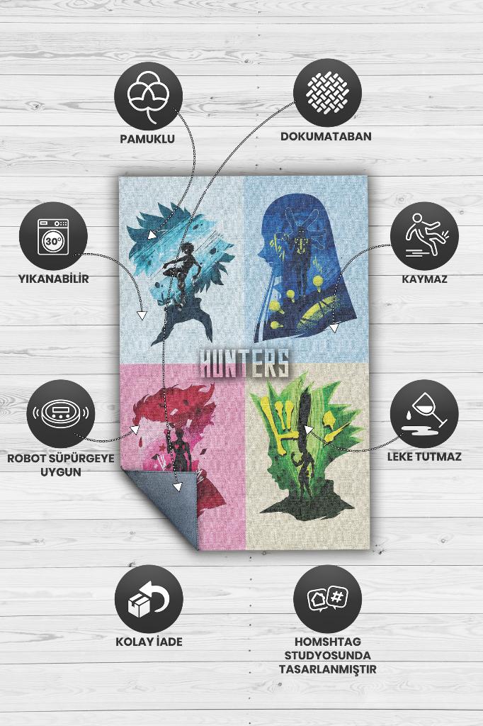 Avcılar Çok Renkli Halı Modern Anime Sever Halısı Yıkanabilir Anime Fiğürlü Hediyelik Halı