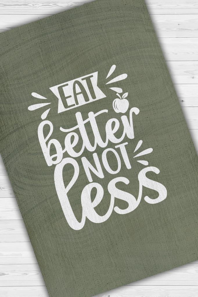 Az Yeme İyi Ye Yeşil Renkli Mutfak Halı Yazılı Dekoratif Modern Mutfak Halısı Dokuma Halı