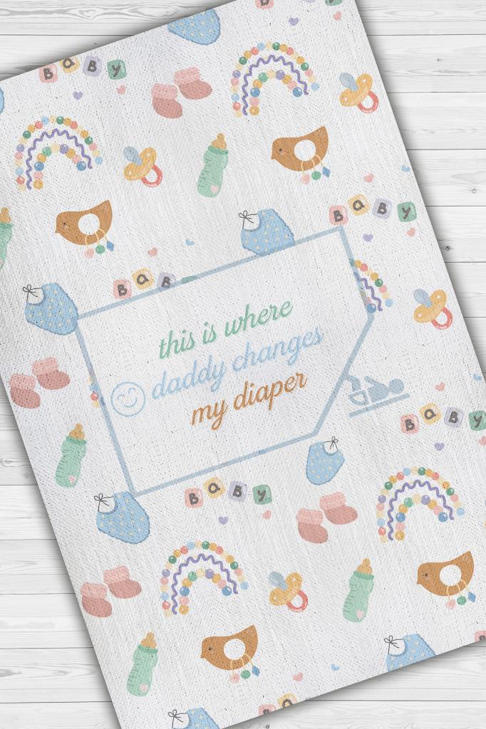 Baba Altımı Değiştir Beyaz Renkli Çocuk Odası Halısı Minimal Çocuk Halısı Bebek Temalı Halı