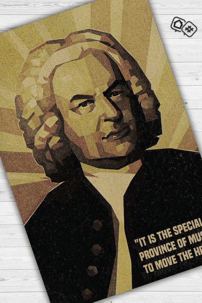 Bach Koyu Renkli Müzisyen Halı Müzsik Severe Hediyelik Halı Geometrik Figürlü Halı