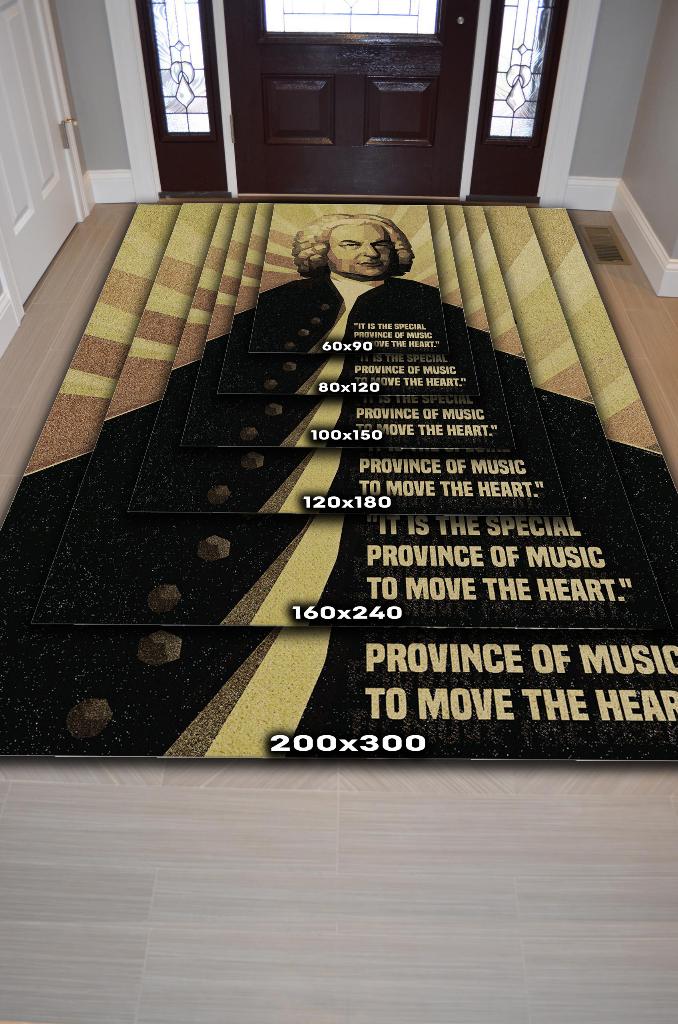 Bach Koyu Renkli Müzisyen Halı Müzsik Severe Hediyelik Halı Geometrik Figürlü Halı