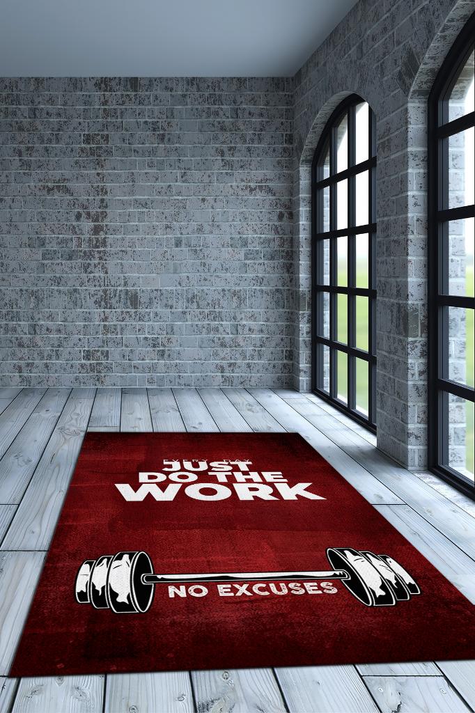 Bahane Yok Kırmızı Renkli Halı Spor Sever Halısı Spor Severler Tasarım Hediyelik Halı