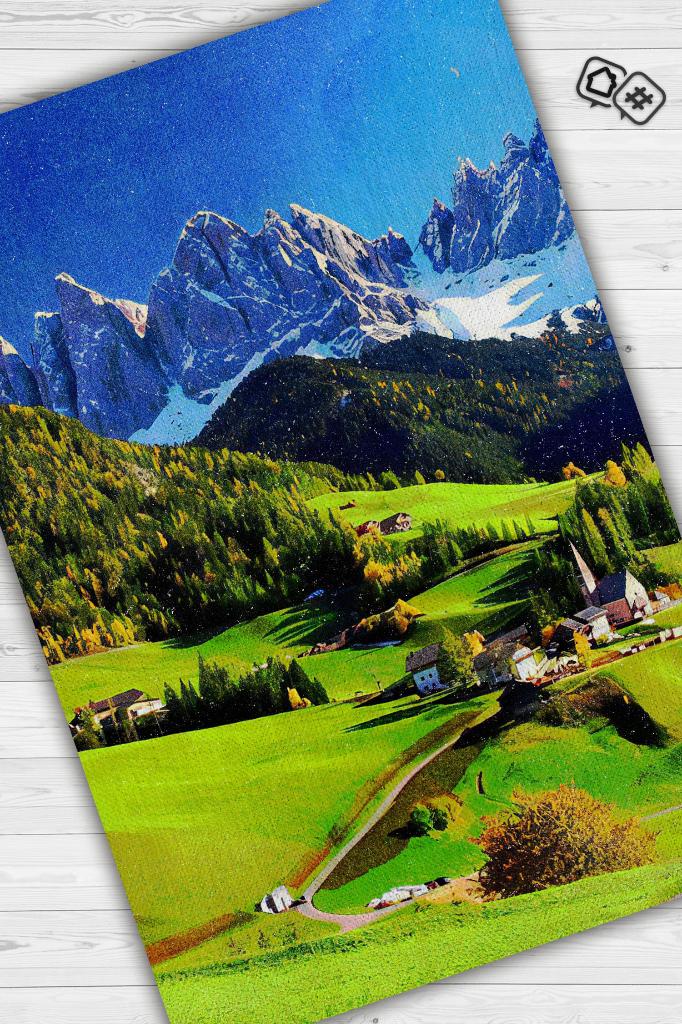 Bahar Çok Renkli Halı Manzara Temalı Figürlü Salon Halısı Dijital Baskılı Tasarım Halı