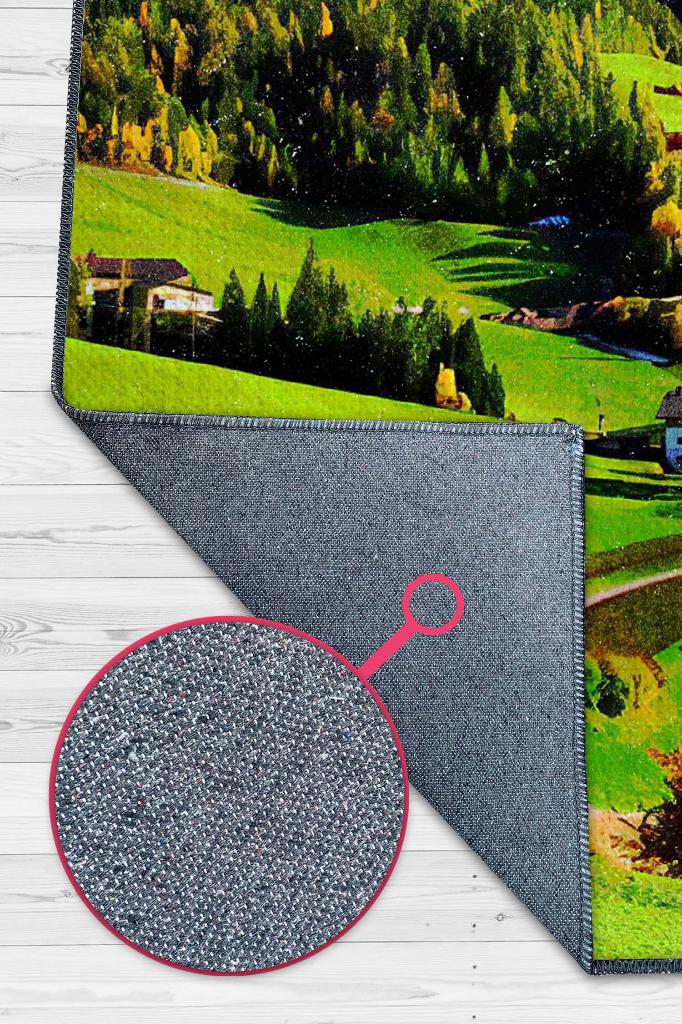 Bahar Çok Renkli Halı Manzara Temalı Figürlü Salon Halısı Dijital Baskılı Tasarım Halı