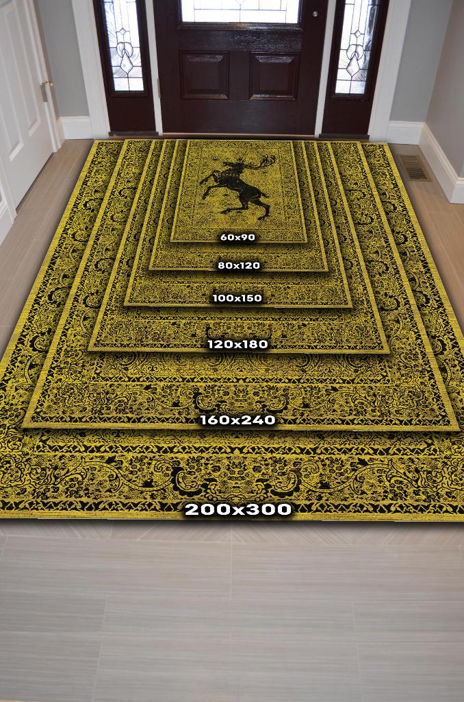 Baratheon Hanedanı Desenli Game Of Thrones Film Halısı Sarı Renk Etnik Film Serisi Halı