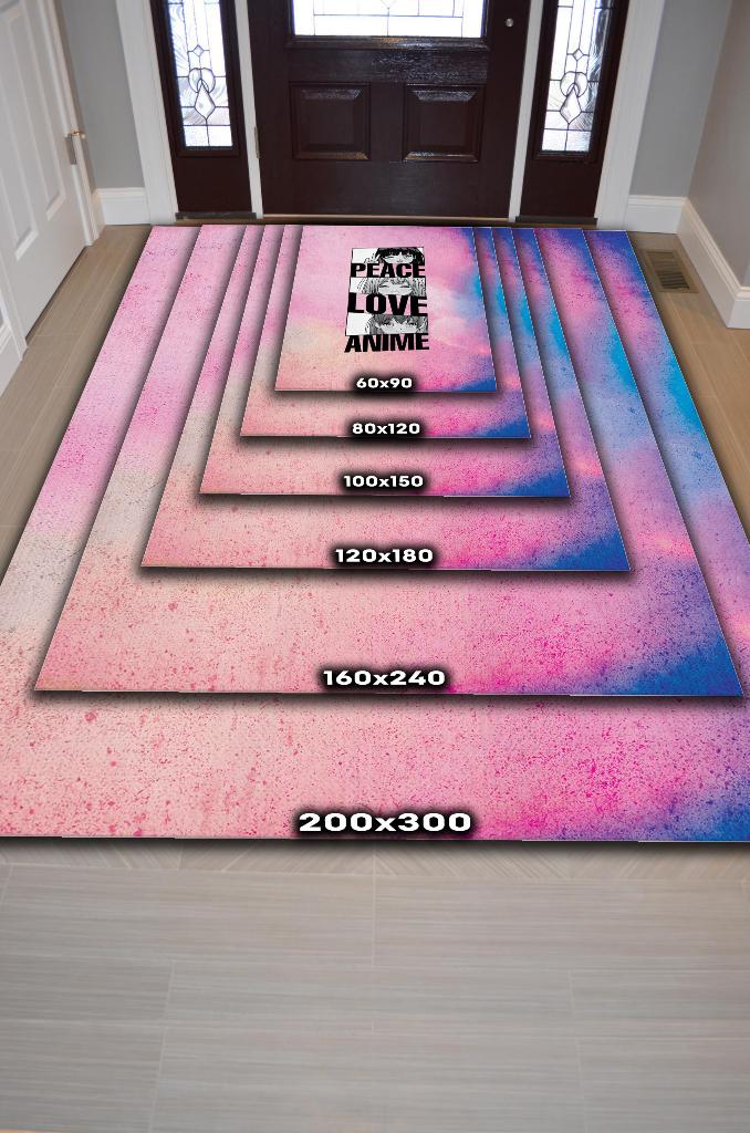 Barış Aşk Anime Dokuma Tabanlı Yıkanabilir Kaymaz Anime Severler Halısı