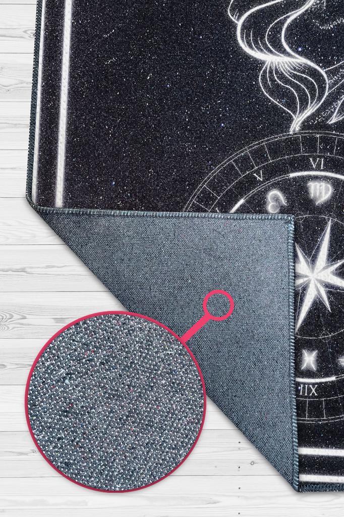 Başak Burcu Astroloji Temalı Halı Burç Halısı Başak Burcuna Hediyelik Halı Siyah Renk Halı