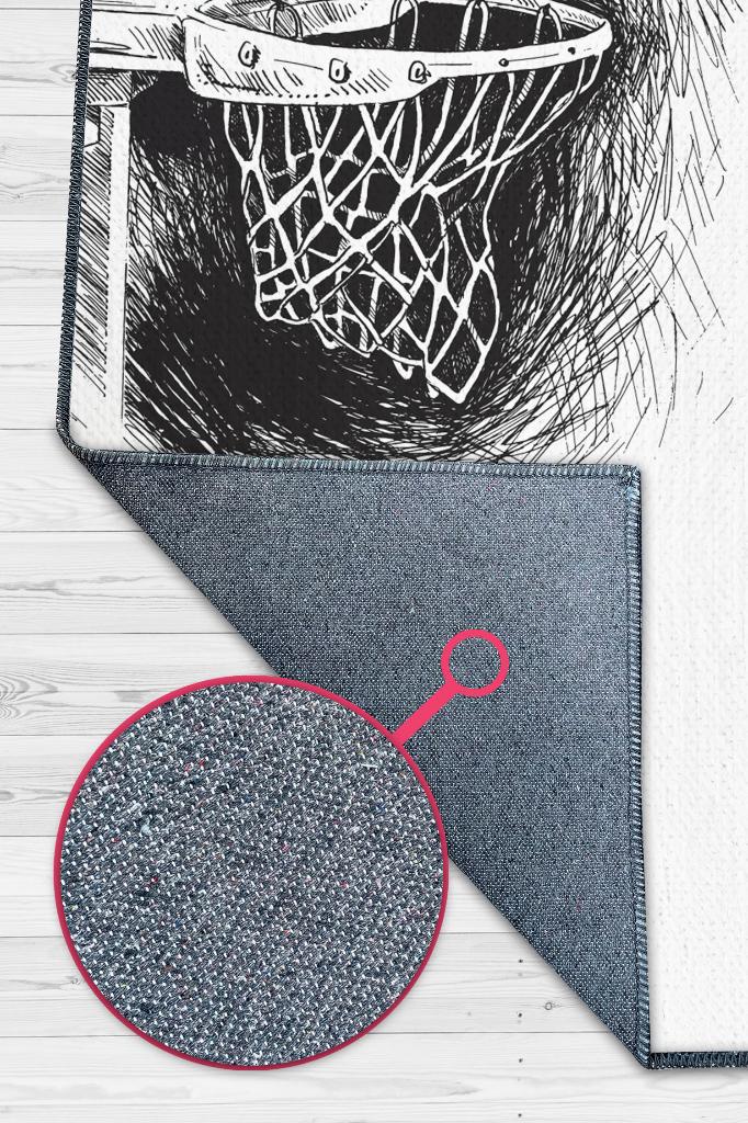 Basketbol Hayatı Renkli Halı Basketbol Sever Halısı Spor Severler Siyah Beyaz Halı