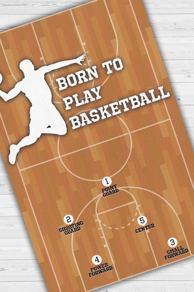 Basketbol İçin Doğdum Çok Renkli Halı Basketbol Sever Halısı Spor Severler İçin Halı