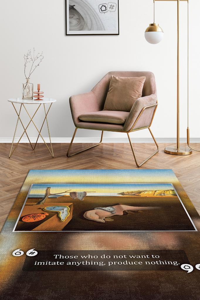 Belleğin Azmi Dali Sanat Sever Halısı Kahve Renkli Halı Tablo Temalı Halılar Sanat Halısı