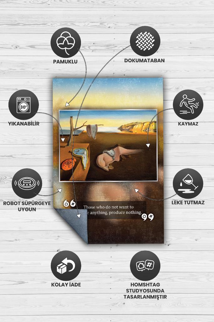 Belleğin Azmi Dali Sanat Sever Halısı Kahve Renkli Halı Tablo Temalı Halılar Sanat Halısı