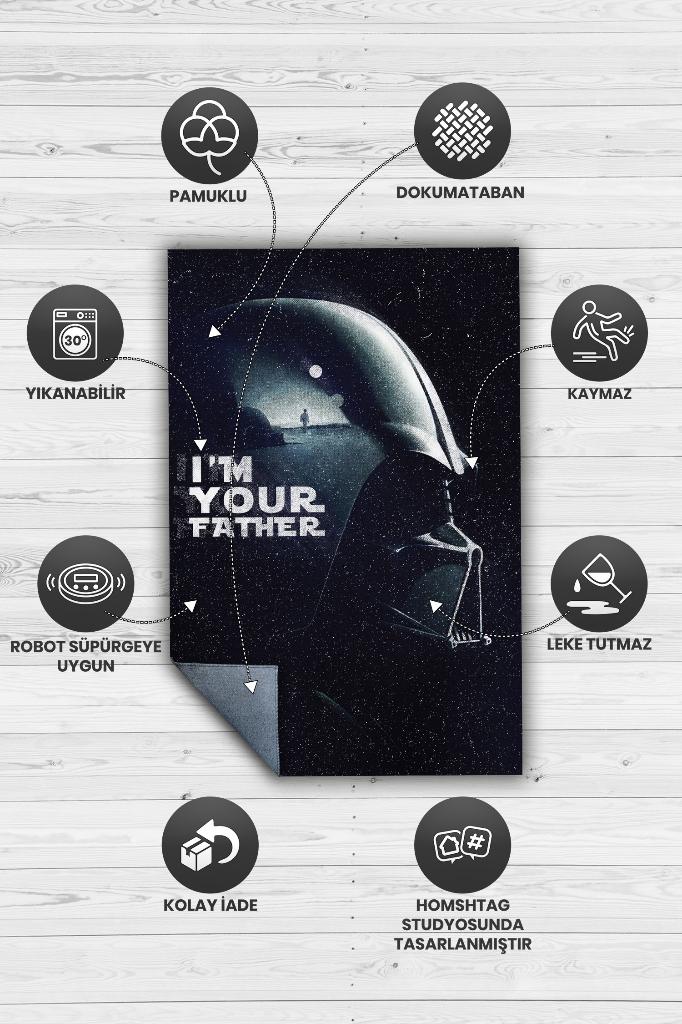 Ben Babanım Film Halısı Star Wars Temalı Film Halısı Siyah Renk Star Wars Filmi Halısı