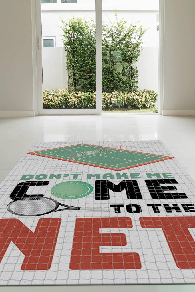 Beni Fileye Getirme Açık Renkli Halı Tenis Sever Halısı Spor Severler Tasarım Hediyelik Halı