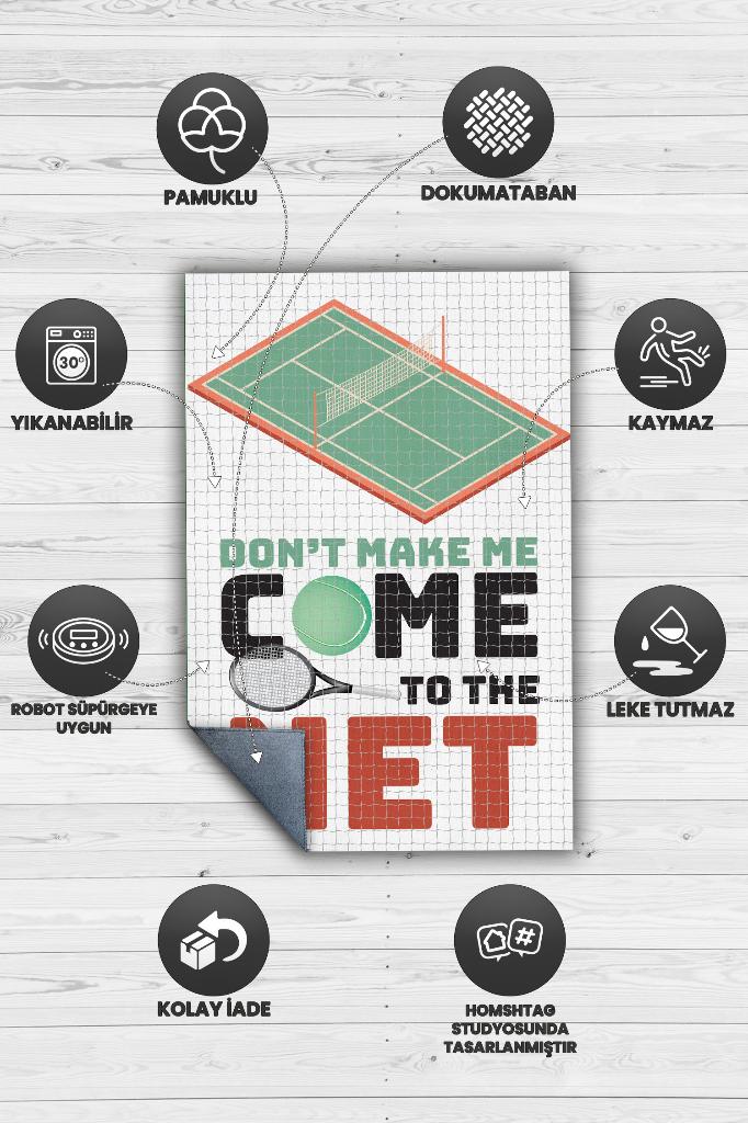 Beni Fileye Getirme Açık Renkli Halı Tenis Sever Halısı Spor Severler Tasarım Hediyelik Halı