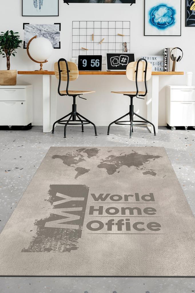 Benim Evim Benim Ofisim Koyu Renkli Halı Ofis Halısı Pamuklu Dokuma Tabanlı Yıkanabilir Dekoratif Home Office Halı