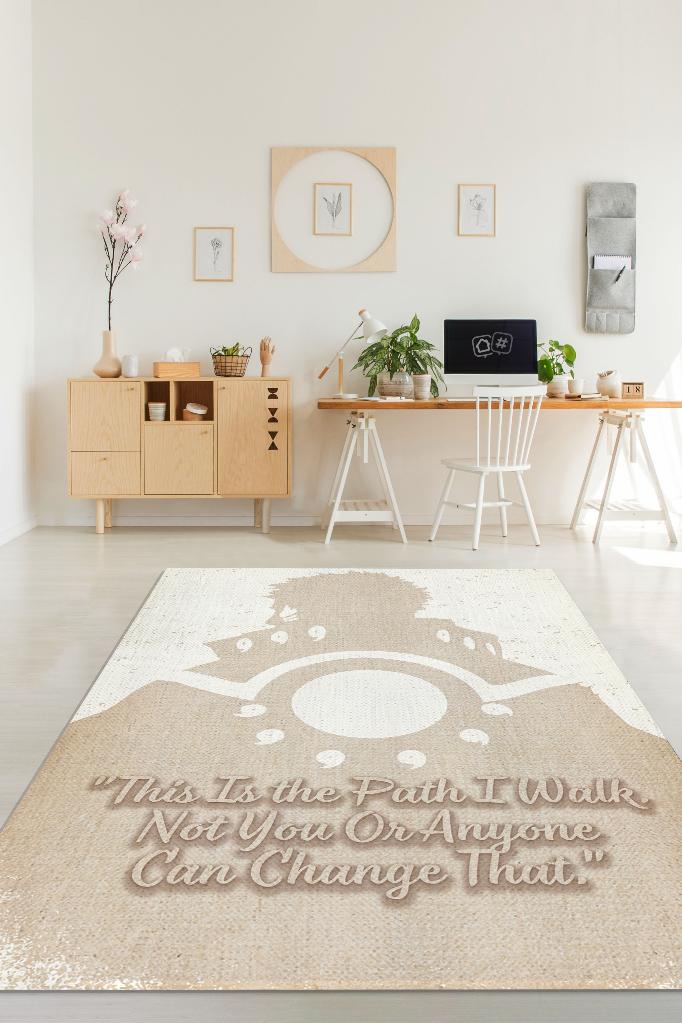 Benim Yolum Açık Renkli Anime Halısı Modern Yazılı Figürlü Halı Dokuma Anime Sever Halısı