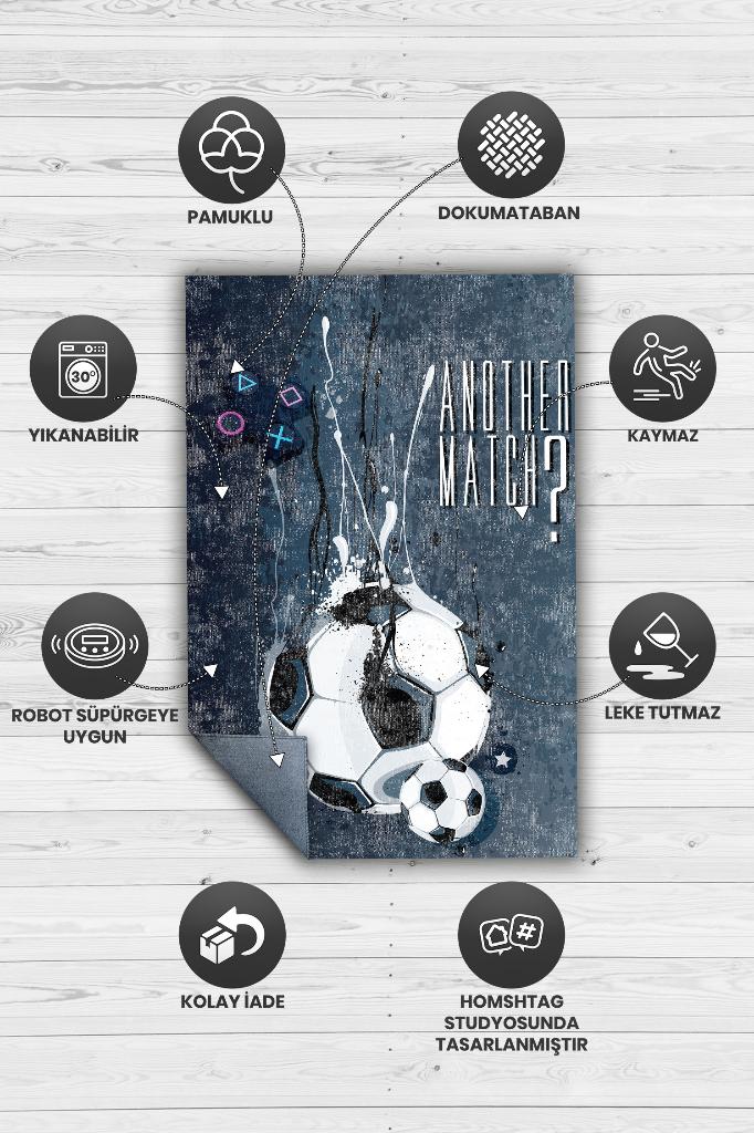 Bir Maç Daha Çok Renkli Oyuncu Halısı Gri Gamer Temalı Halı Pes Sever Hediye Gölgeli Halı