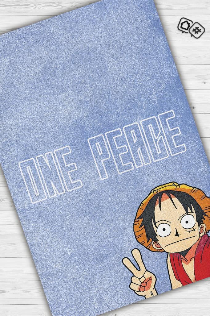 Bir Parça Barış Mavi Renkli Dokuma Tabanlı Amime Halısı Anime Severler İçin Hediyelik Halı