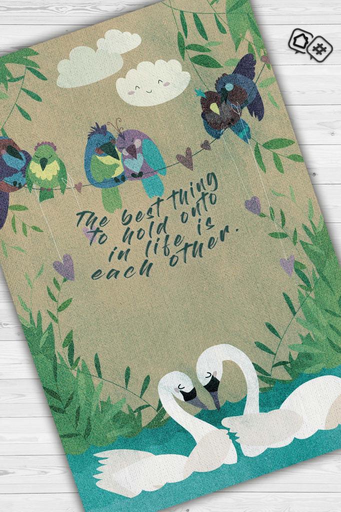 Birbirine Tutun Çok Renkli Dijital Baskı Halı Modern Dekoratif Salon Halısı Sevgi Halısı