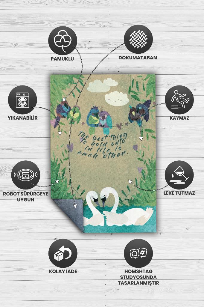 Birbirine Tutun Çok Renkli Dijital Baskı Halı Modern Dekoratif Salon Halısı Sevgi Halısı