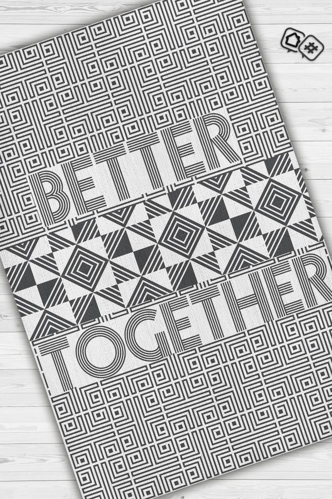 Birlikte Daha İyi Geometrik Desenli Salon Halısı Açık Renkli Halı Beyaz Gri Renkli Halı