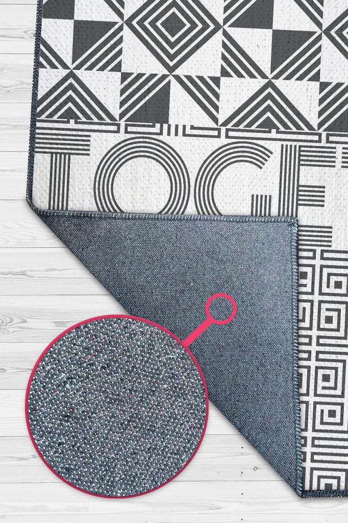 Birlikte Daha İyi Geometrik Desenli Salon Halısı Açık Renkli Halı Beyaz Gri Renkli Halı