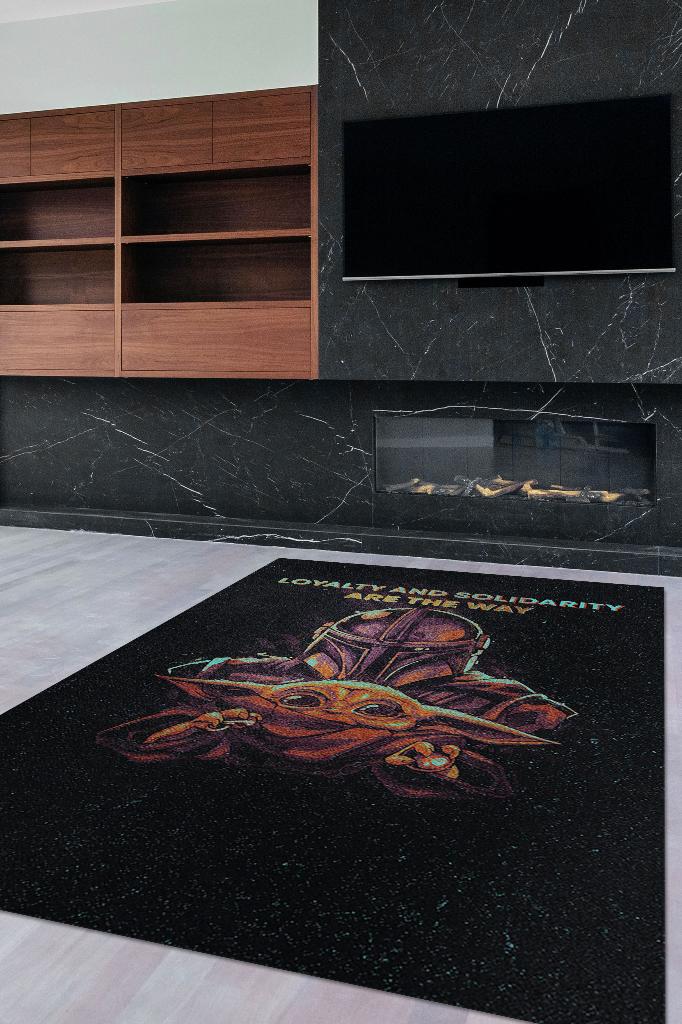 Bizim Yolumuz Sadakat Film Halı Star Wars Temalı Film Halısı Siyah Renk Star Wars Film Halı