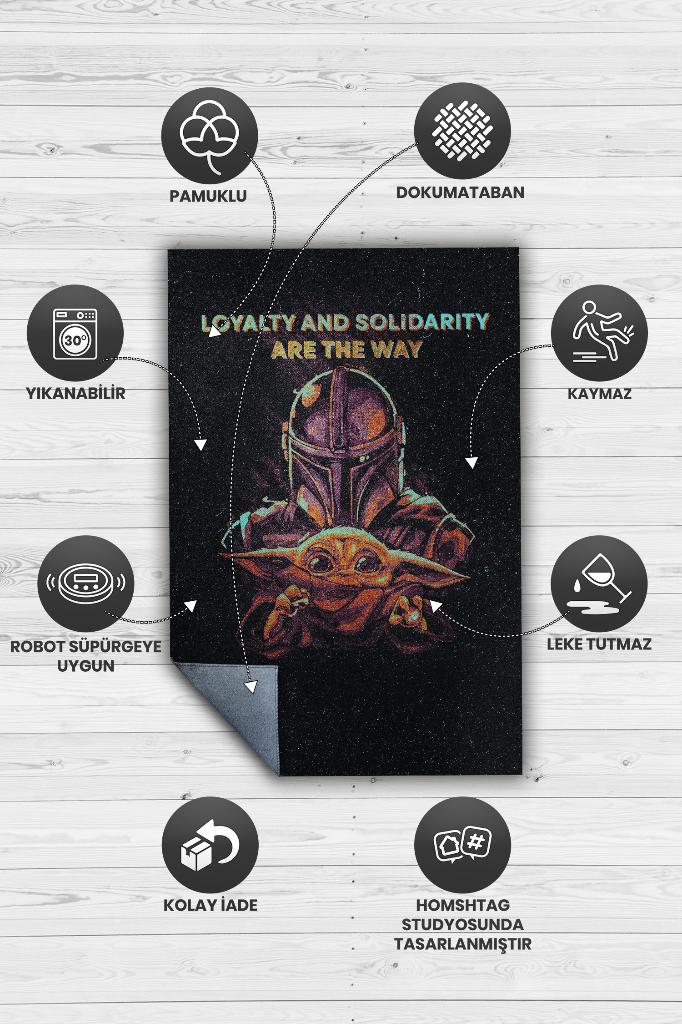 Bizim Yolumuz Sadakat Film Halı Star Wars Temalı Film Halısı Siyah Renk Star Wars Film Halı