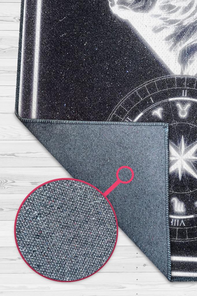 Boğa Burcu Astroloji Temalı Halı Burç Halısı Boğa Burcuna Hediyelik Halı Siyah Renkli Halı