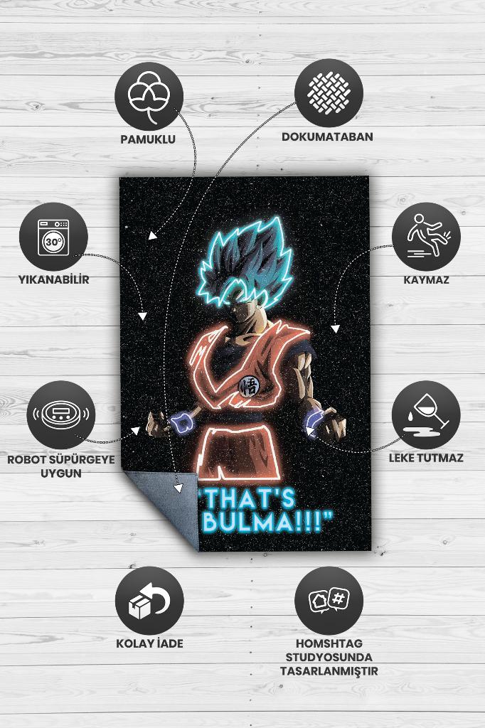 Bu Benim Keşfim Siyah Renkli Halı Neon Fiğürlü Anime Halısı Hediyelik Anime Sever Halısı