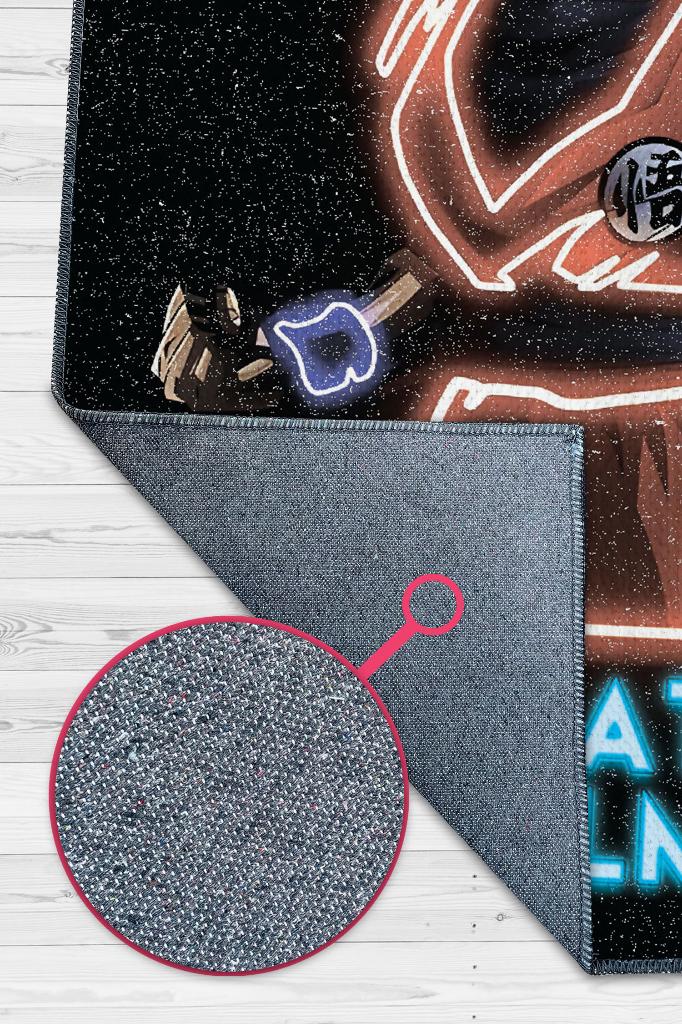 Bu Benim Keşfim Siyah Renkli Halı Neon Fiğürlü Anime Halısı Hediyelik Anime Sever Halısı