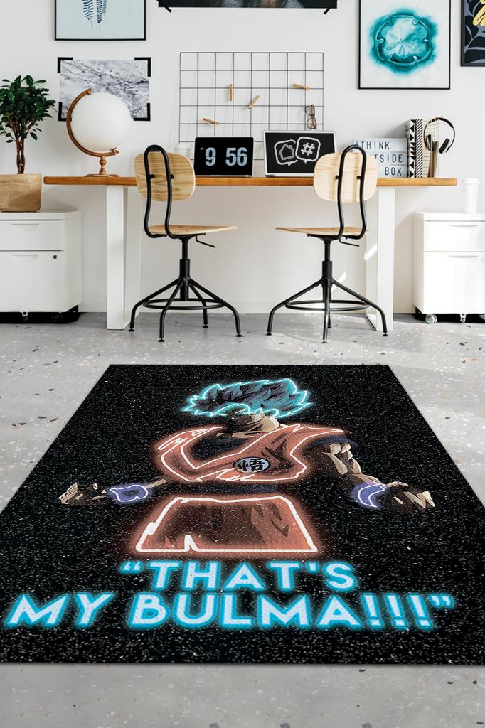 Bu Benim Keşfim Siyah Renkli Halı Neon Fiğürlü Anime Halısı Hediyelik Anime Sever Halısı