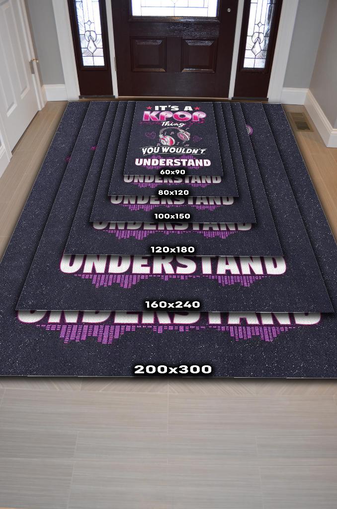 Bu K-pop Sen Anlamazsın Siyah Renkli Halı Genç Odası Halısı Kpop Sever Genç Odası Halısı