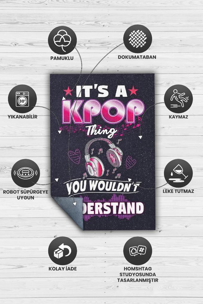Bu K-pop Sen Anlamazsın Siyah Renkli Halı Genç Odası Halısı Kpop Sever Genç Odası Halısı