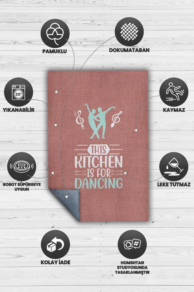 Bu Mutfak Dans Etmek İçin Pembe Renkli Mutfak Halısı Mutfak Temalı Minimal Mutfak Halısı