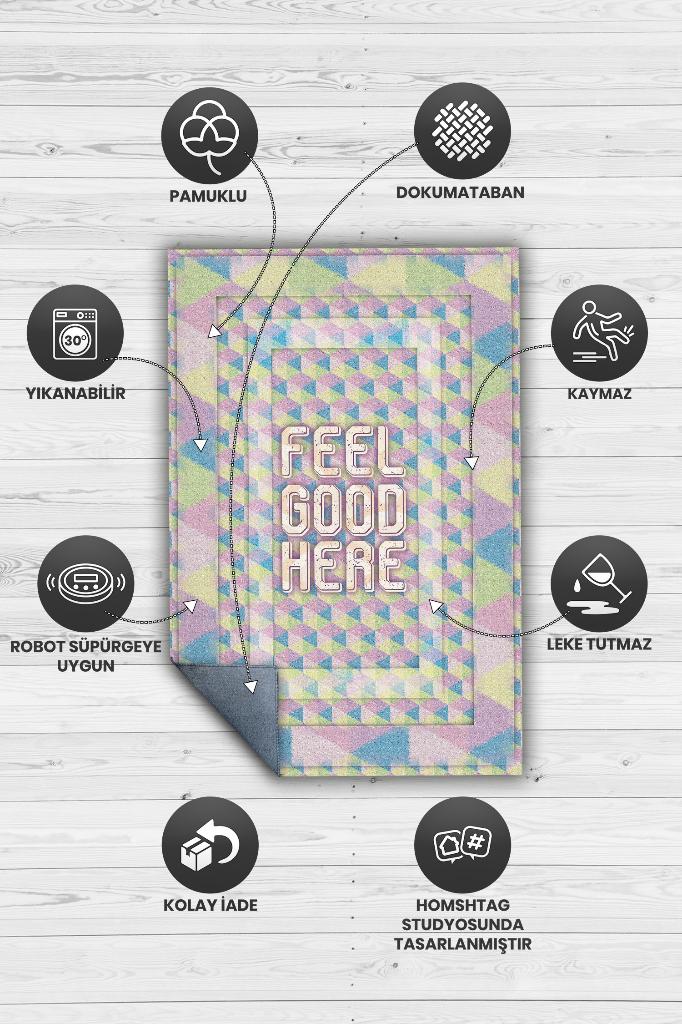 Burada İyi Hisset Çok Renkli Salon Halısı Geometrik Oturma Odası Halısı Modern Mutfak Halı