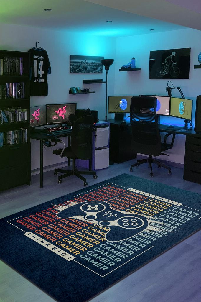Büyük Düşün Çok Renkli Oyuncu Halısı Gamerlara Özel Tasarım Halılar Hediyelik Oyuncu Halısı