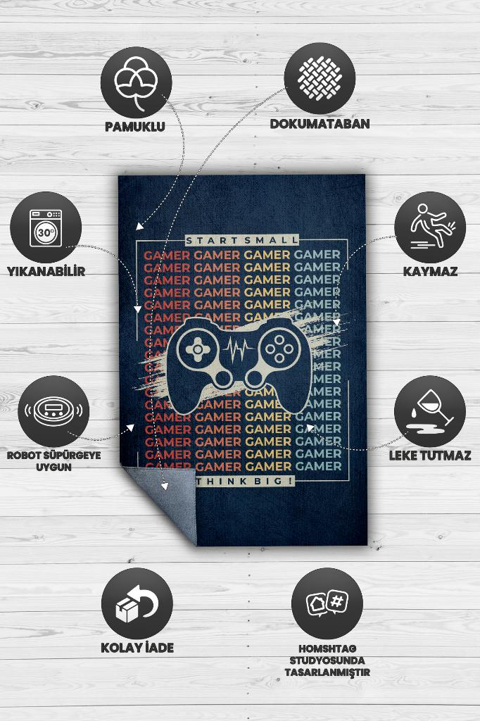 Büyük Düşün Çok Renkli Oyuncu Halısı Gamerlara Özel Tasarım Halılar Hediyelik Oyuncu Halısı