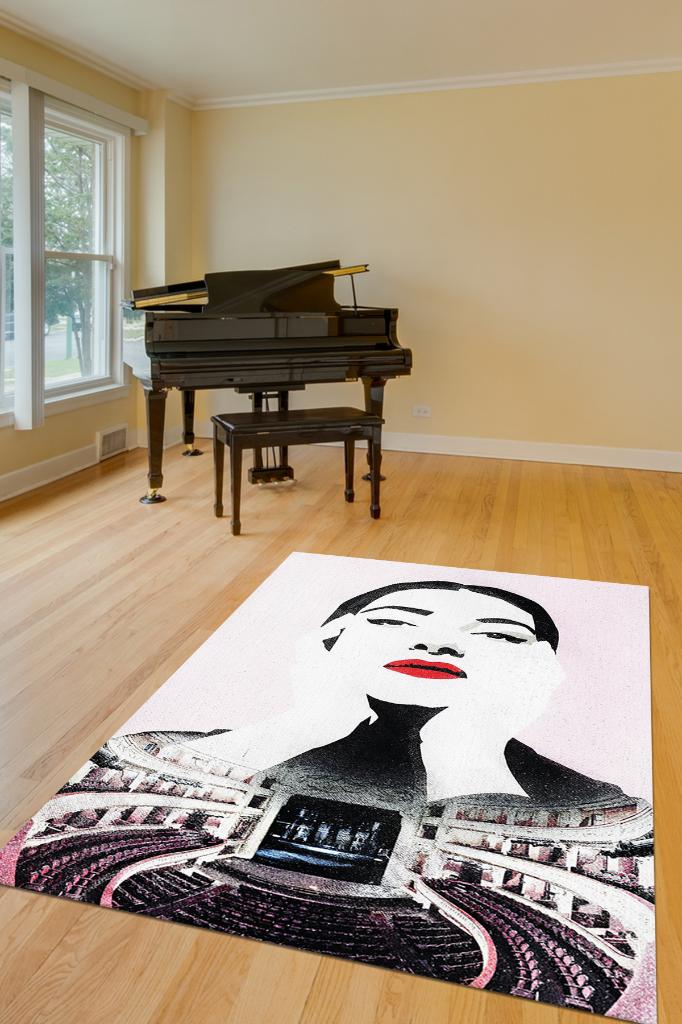 Callas Siyah Beyaz Halı Müzik Sever Halısı Art Müzik Modern Halı Müzisyene Hediyelik Halı