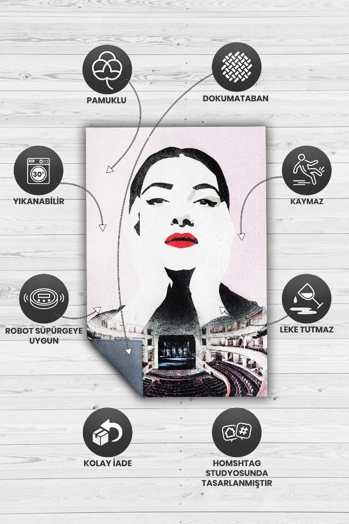 Callas Siyah Beyaz Halı Müzik Sever Halısı Art Müzik Modern Halı Müzisyene Hediyelik Halı
