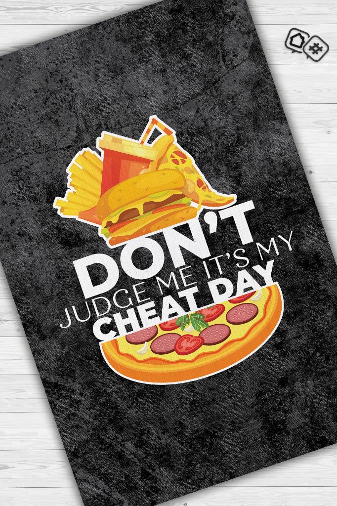 Cheat Day Siyah Renk Diyetisyen Halı Diyetisyen Ofisine Diyetisyen Temalı Hediye Halı