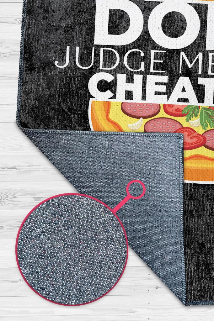 Cheat Day Siyah Renk Diyetisyen Halı Diyetisyen Ofisine Diyetisyen Temalı Hediye Halı