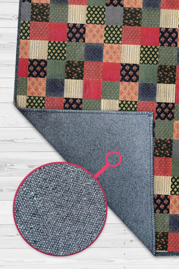 Çiçekli Patchwork Halı Geometrik Halı Renkli Kareli Oturma Odası Halısı Çiçekli Salon Halı