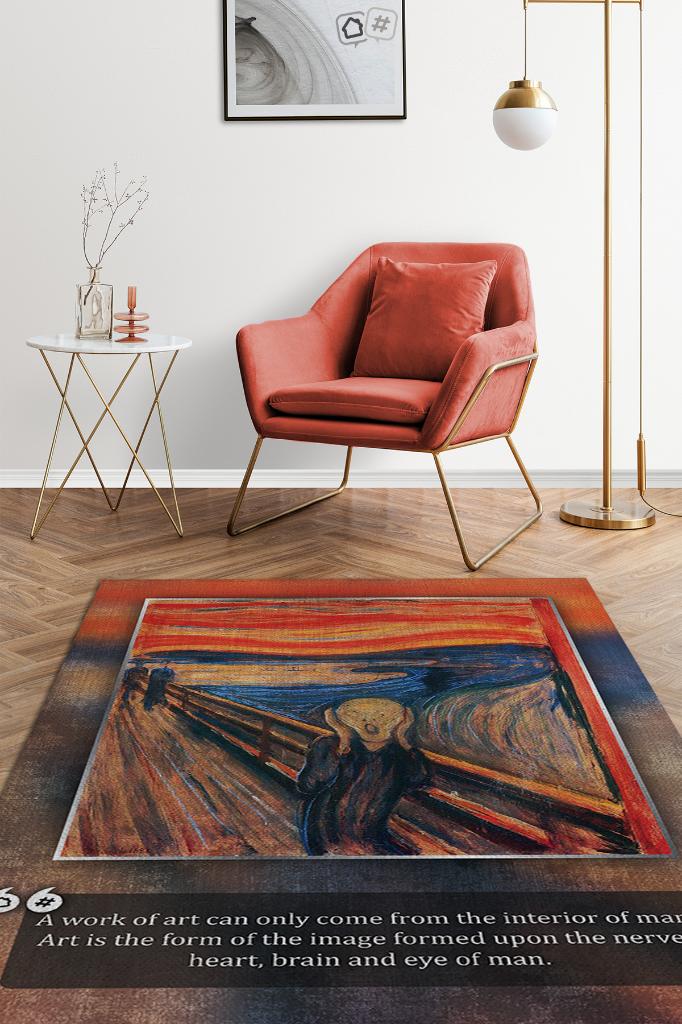 Çığlık Munch Sanat Sever Halısı Çok Renkli Halı Tablo Temalı Halılar Sanat Halısı