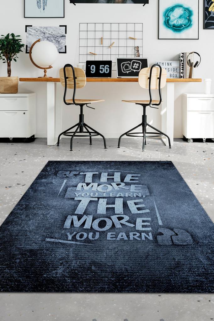 Çok Öğren Çok Kazan Koyu Renkli Halı Modern Gölgeli Ofis Halısı Dijital Baskı Mavi Siyah Home Office Halı