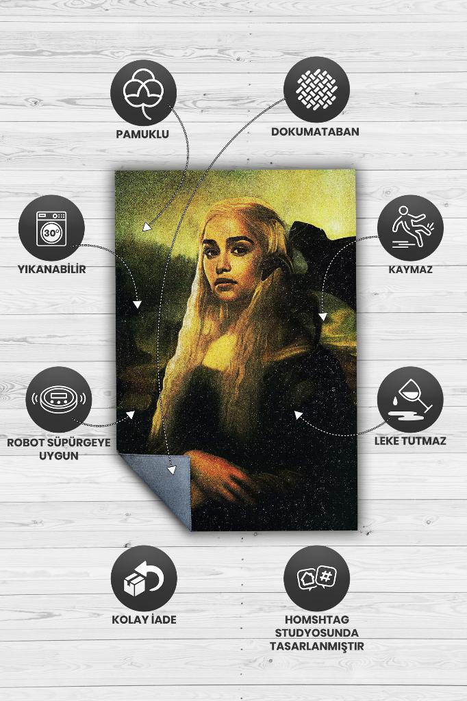 Daenerys Film Desenli Halı Game Of Thrones Film Halısı Çok Renk Dokulu Film Serisi Halı