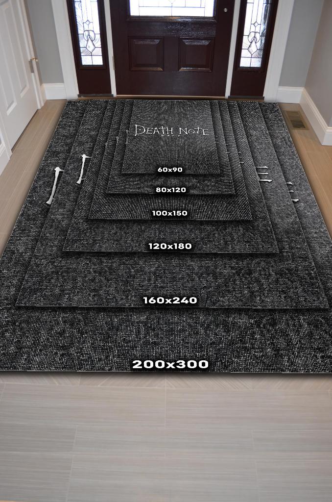Death Note Siyah Renkli Halı Modern Dokuma Tabanlı Anime Halısı Hediyelik Anime Sever Halı