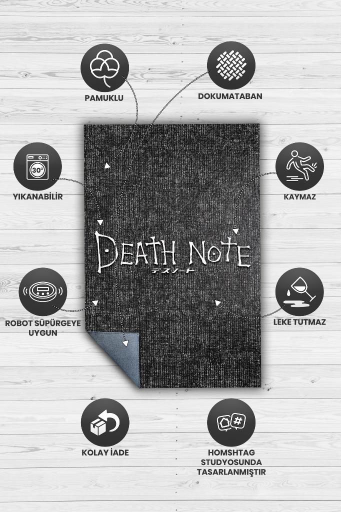 Death Note Siyah Renkli Halı Modern Dokuma Tabanlı Anime Halısı Hediyelik Anime Sever Halı