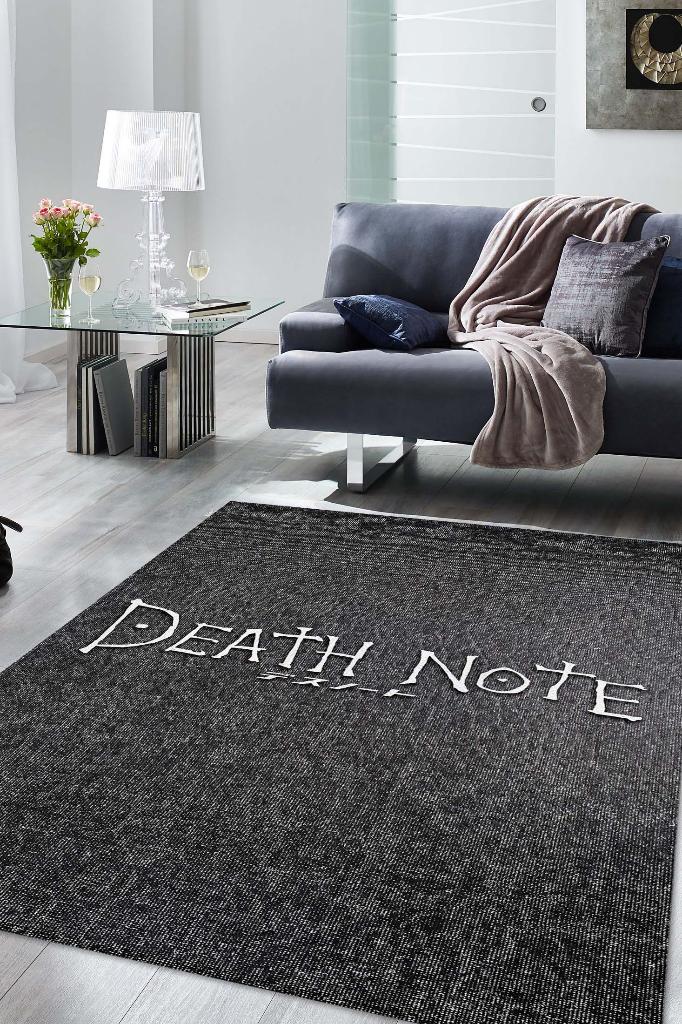 Death Note Siyah Renkli Halı Modern Dokuma Tabanlı Anime Halısı Hediyelik Anime Sever Halı